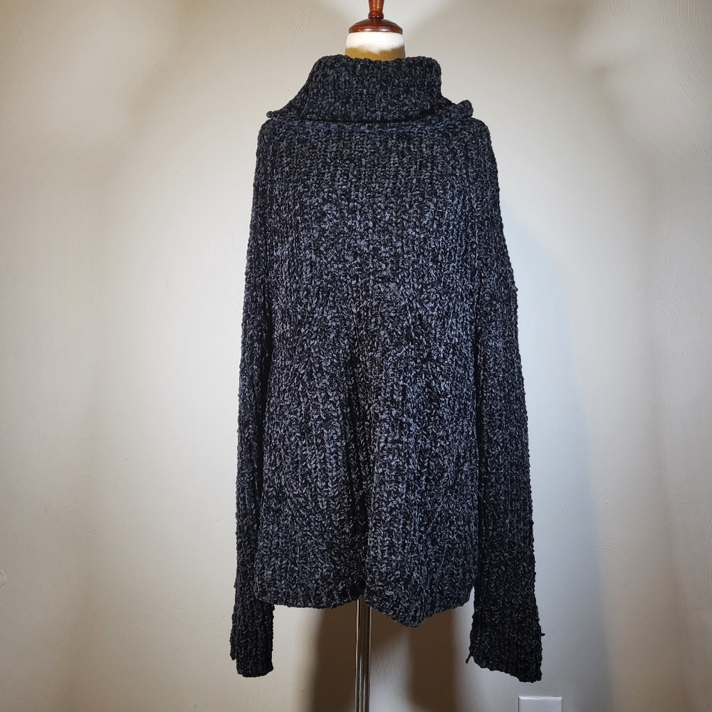 Workshop Republic Clothing Women Black Velvet Turtleneck Sweater Sz XL